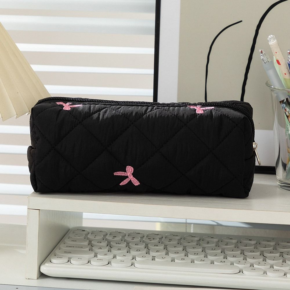 Květinové studentské pouzdro na tužky Prošívaná multifunkční kabelka Malá mašlička Pouzdra na tužky