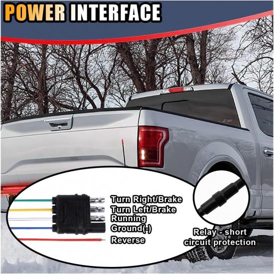 59" LED Tailgate Light Bar, IP67 Triple Row LED Tail Strip, Amber Turning Signals Lights Red Brake Running White Reverse Lights With Connector Wire,