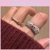 Fashionable French Style Diamond Cut Hollow Wide Ring For Women Adjustable Size