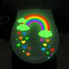 Glow-In-The-Dark Rainbow Heart Toilet Stickers Self-Adhesive Removable Wall Decals Car Stickers Glowing Home Decor