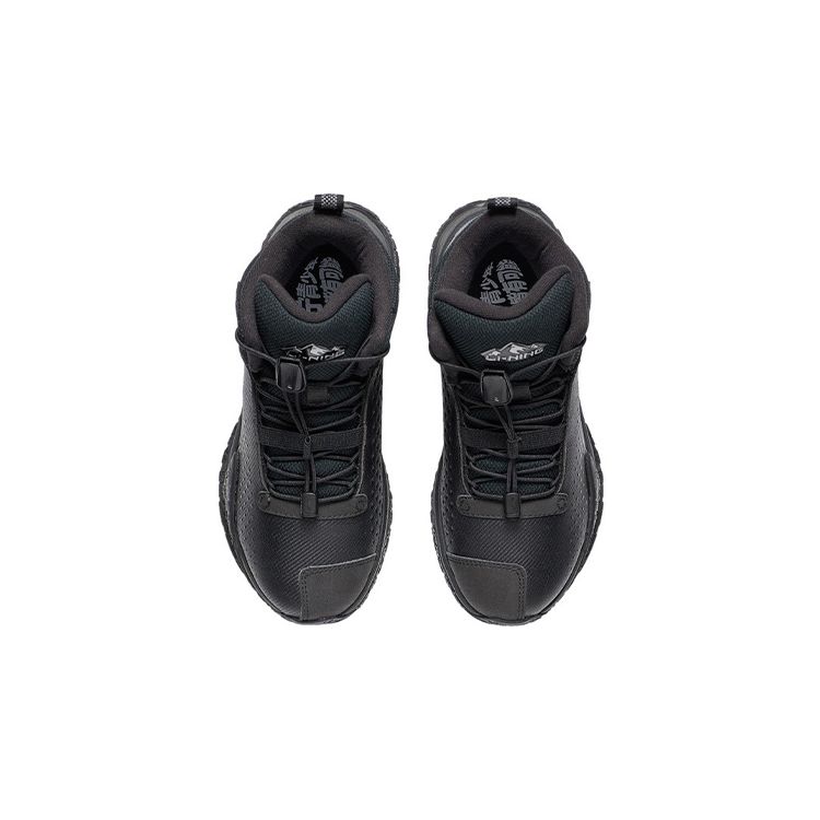 LiNing Walker Reflective Mid-Top Youth Running Shoes Kids Running Shoes Black YKER004-13
