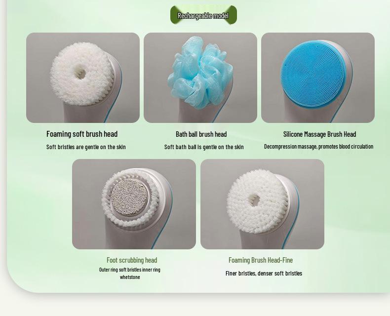 Long-Handled Electric Exfoliating Bath Brush - Automatic Back Scrubber for Removing Dirt & Dead Skin