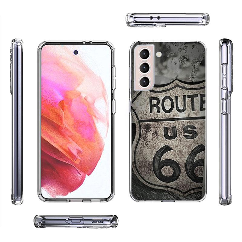 America Route 66 Phone Case For Samsung Galaxy S25 Edge S24 S23 FE S21 S20 S10 Plus S22 S26 Ultra Cover Clear Cases TPU Capa She