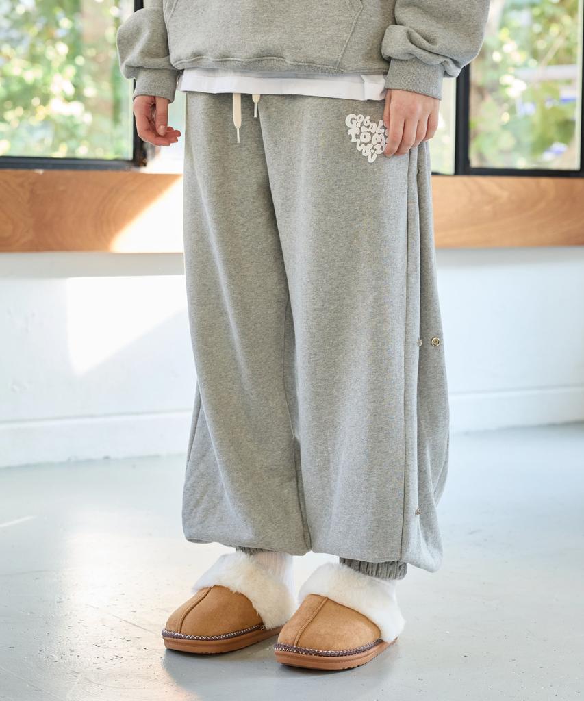 Alikim Goodluck Heart Snap Off Sweat Pants / Melange