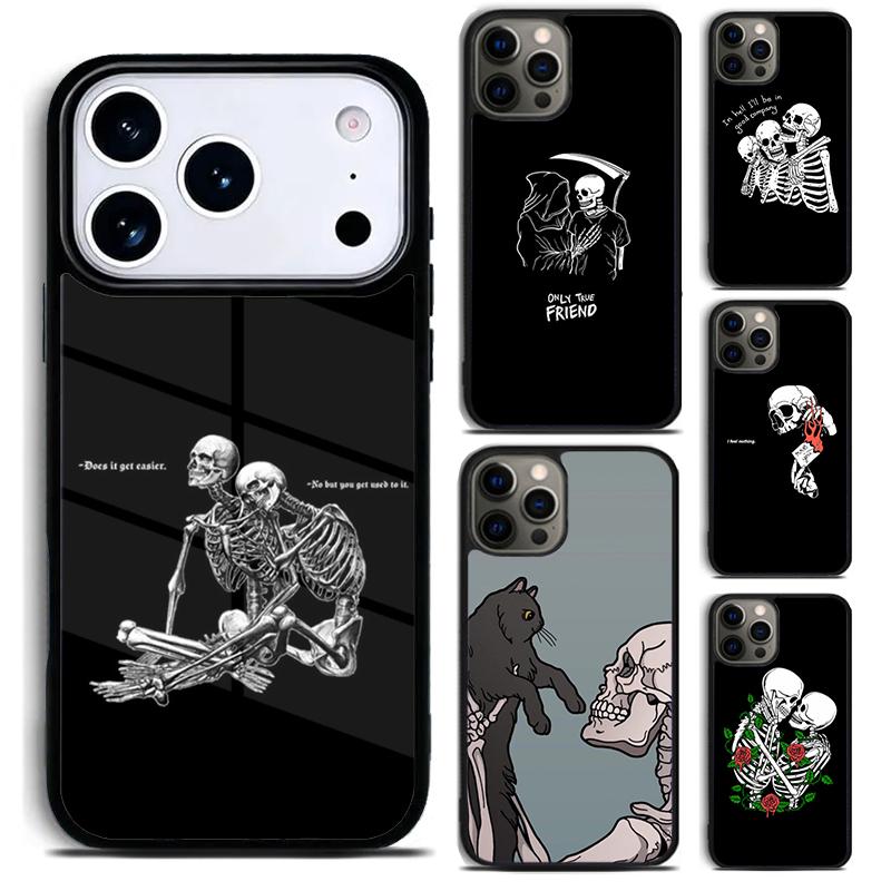 Funny Skull Phone Case for iPhone 17 16 15 Pro Max Air 14 13 12 11 Plus Shockproof Cover