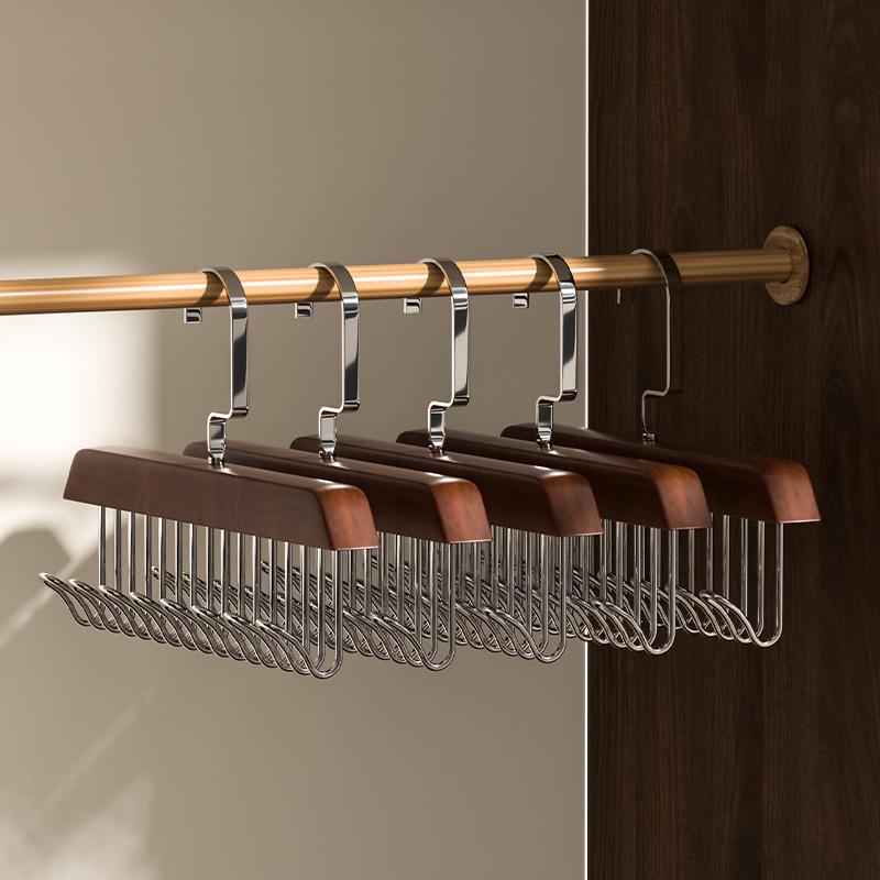 8-Hook Wooden Clothes Hanger Multi-functional Underwear Vest Organizer for Home or Dorm with Solid Wood Wave Design Single 679₽