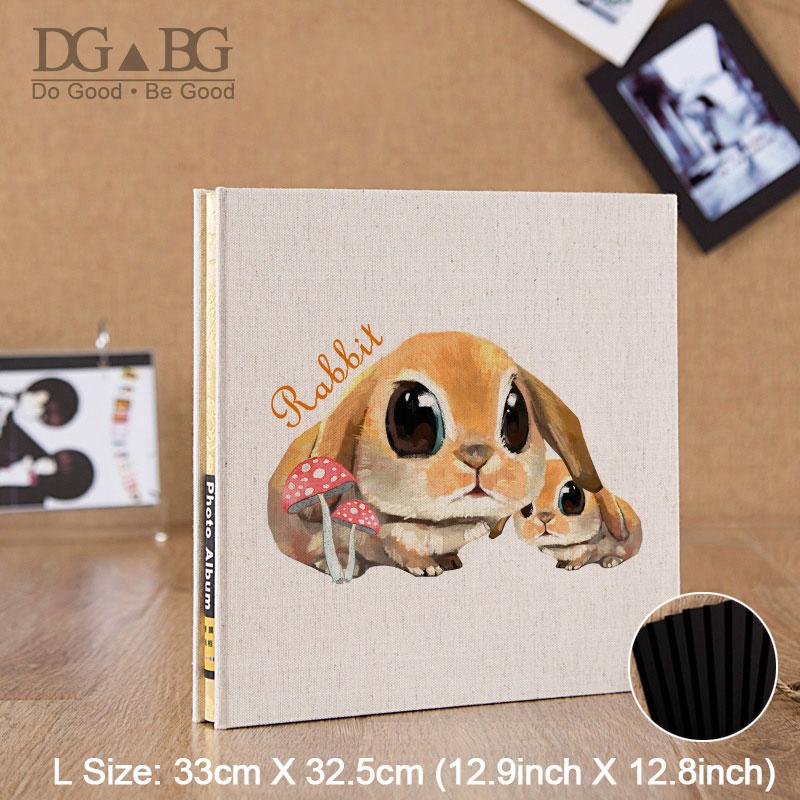 

Rabbit Mother And Baby Photo Albums Book Linen Hardcover Magnetic Scrapbook Burlap Cover Self Adhesive Diy Memory Albums Cartoon
