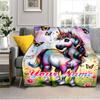 1PC Custom Name Fantasy Unicorn Garden flannel blanket versatile,all-season throw suitable for the living room,bedroom,camping,travel,and gift