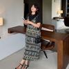 Large size splicing fake two-piece holiday style straight dress 2026 summer new animal pattern thin skirt 275159