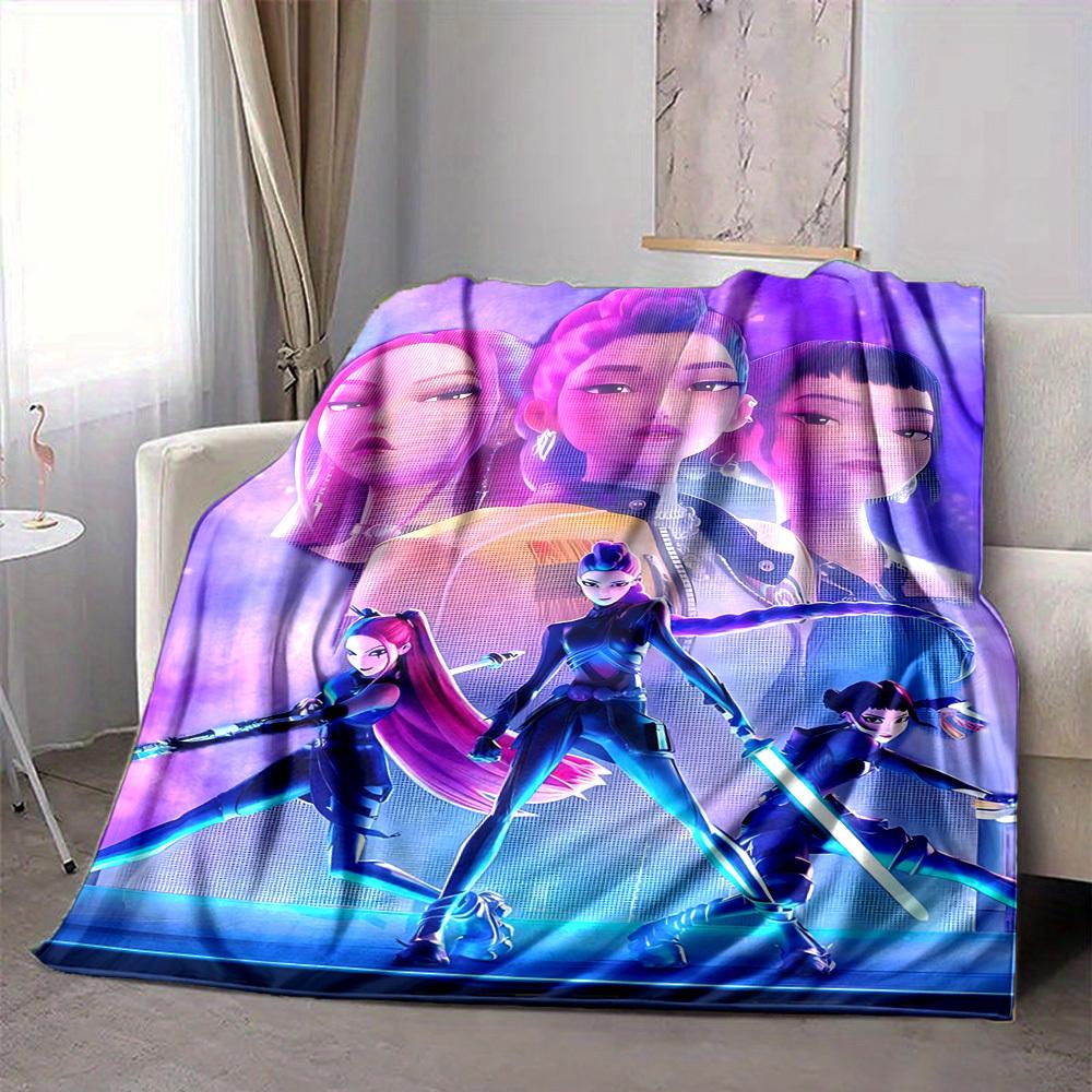 1PC K POP Demon Hunters, Huntrix Blanket, Throw For Sofa, Bed, Travel, Camping, Livingroom,