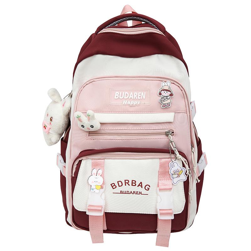 Schoolbag Children Elementary School Girls Junior High School Students Large Capacity Color Blocking Large Capacity Backpack
