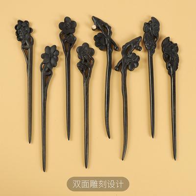 Starožitná vlásenka Shen Guibao Ebenová vlásenka Vyřezávaná perlová vlásenka Doplňky k čínskému oděvu Čchi-pao Hanfu Denní ozdoba do vlasů