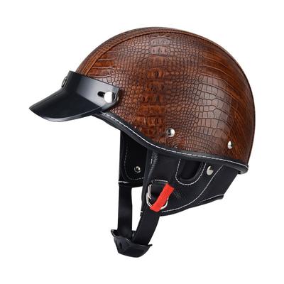 Thunder Cruiser Motorcycle Helmet, All-Season, Unisex, Retro Leather Rider Riding Half-Helmet, Electric Vehicle Safety Helmet