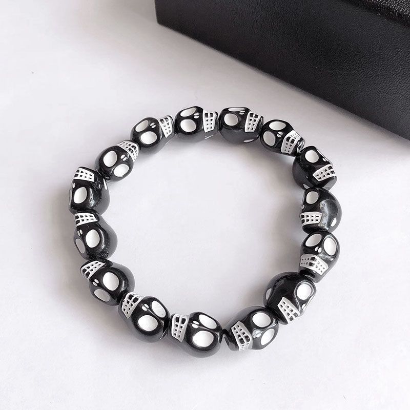 Dark Hip Hop Skull Beaded Bracelet Punk Gothic Retro Couple Bracelet Trend Personality Jewelry