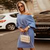 2024 European & American Autumn/Winter Slimming Figure-Flattering Plus Size Knitted Batwing Sleeve Dress