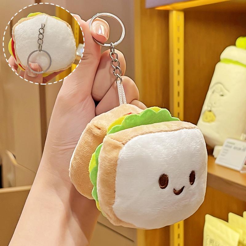 Creative Cartoon Cute Plush Food Croissant Cheese Cheese Keychain Doll Bag Pendant Doll Pendant Gift for Friends