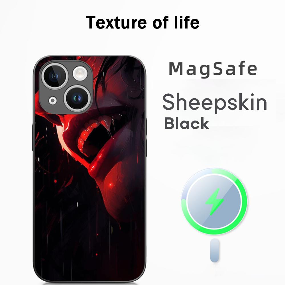 Super cool vampire fashion pattern design Phone Case For iPhone 17 16 15 14 13 12 Plus Pro Max High-end Luxury Magsafe Sheepskin