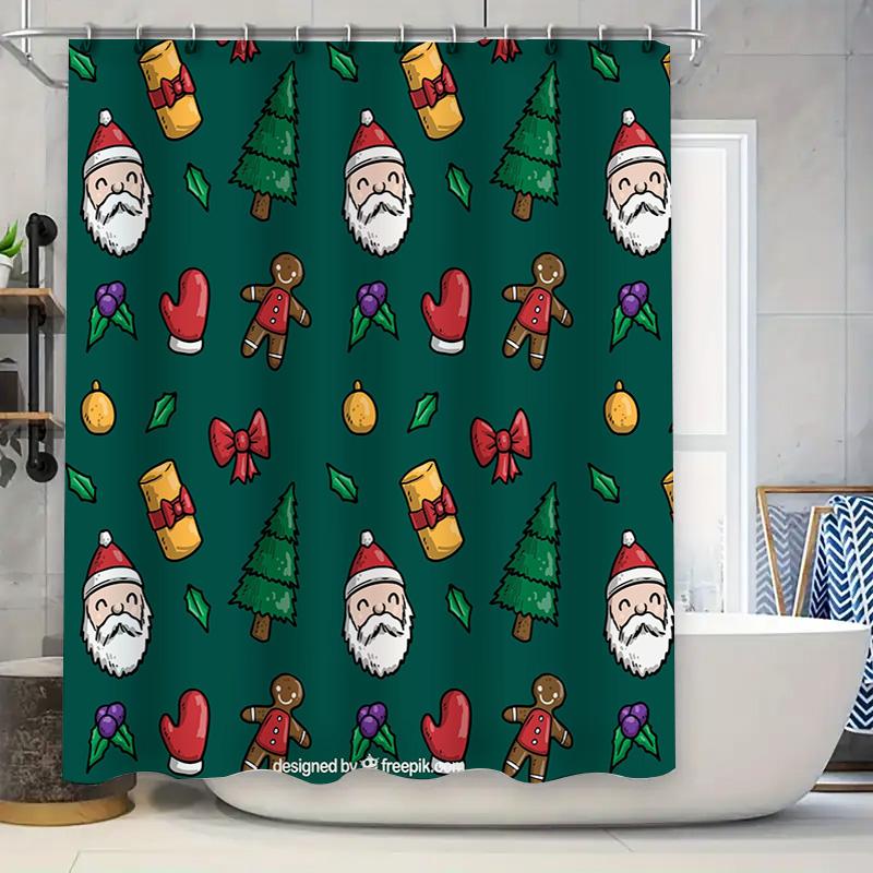 

Рождественский декор Занавеска для душа с праздничным принтом Водонепроницаемая ткань Идеально подходит для украшения в праздничный сезон 90x180cm