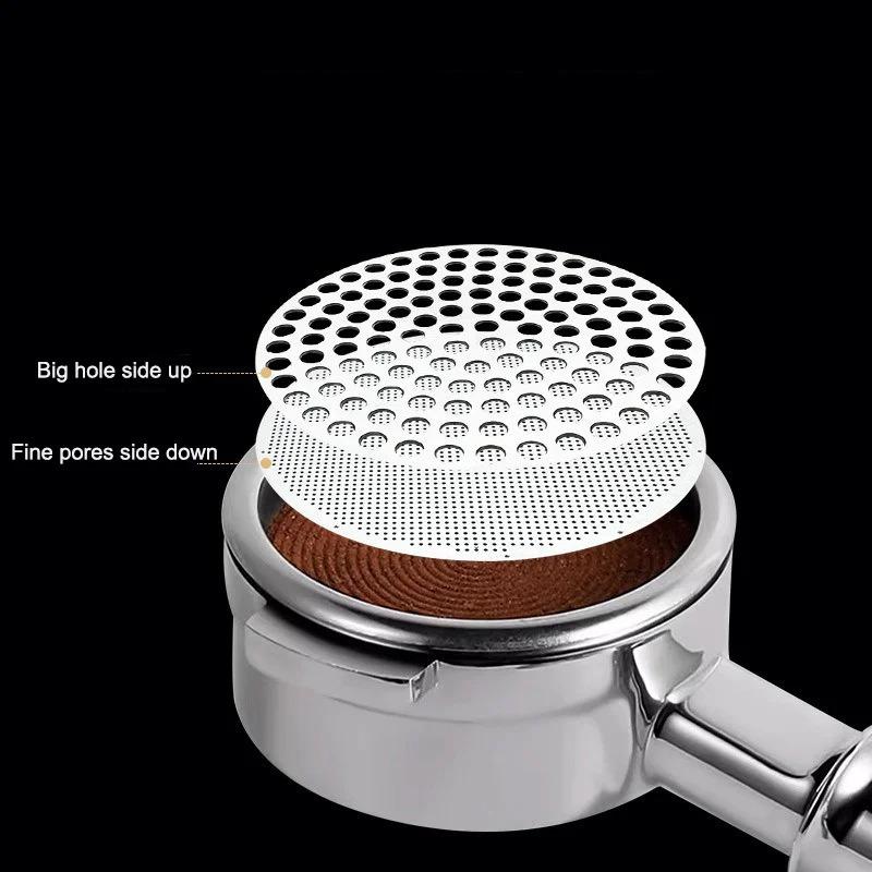 51/53/58Mm Reusable Coffee Puck Screen 304 Stainless Steel Double Layer Coffee Filtration Fine Mesh Professional Espresso Accessory