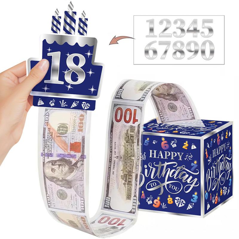 Scatola Regalo Sorpresa di Compleanno con Denaro Scatola Regalo in Contanti per Festa di Compleanno di Qualsiasi Età Decorazione per Festa Kit Divertente con Estrazione di Denaro