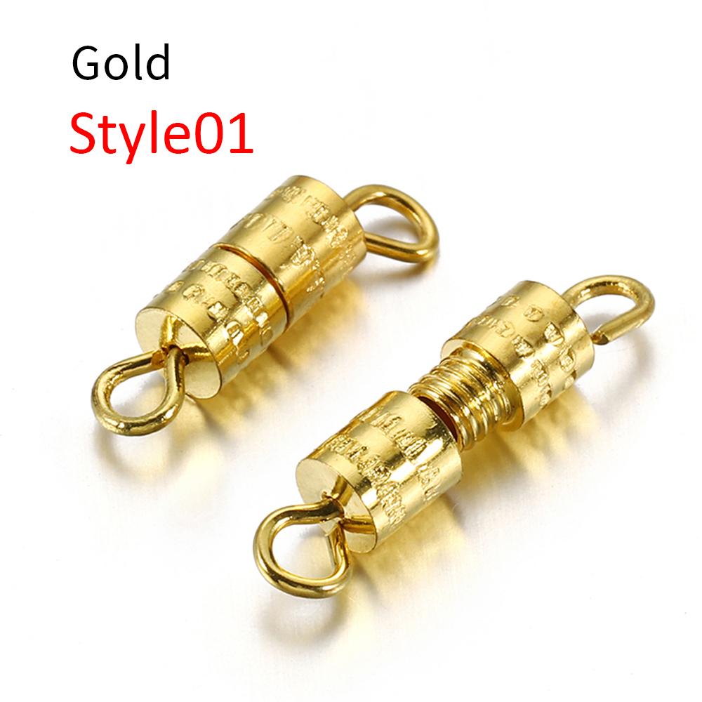 50pcs Cylinder Fasteners Clasps Buckles Closed End Screw Clasp Fastener with Ring DIY Bracelet Necklace Connector Jewelry Making