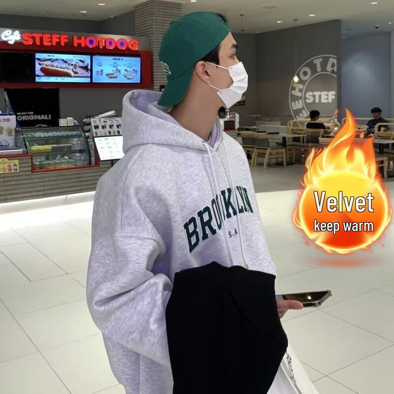 2024 Autumn Men s American Style Loose Hoodie - Trendy Casual Base Layer Jacket for Boys M