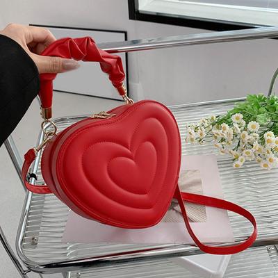 Heart Shape Satchel Crossbody Purse for Women Zip Around Shoulder Bag Detachable Strap