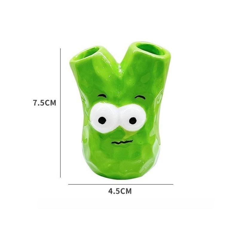 

Toothbrush Cup Ornament Big Eyed Fruit Decoration Ornament Creative Cartoon Student Desk Home Resin Crafts зелёный