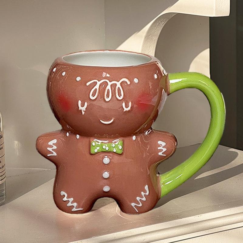 280ml Lebkuchenmann Weihnachtsbecher 3D Lebkuchenmann Keramiktasse Milch Kaffee Wasserbecher KawaiiWeihnachtsbecher