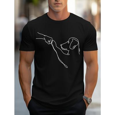 Taglie europee Esclusiva Maglietta Raccogli Escrementi Super Carina Line Art Uomo Stampa Cane T-Shirt