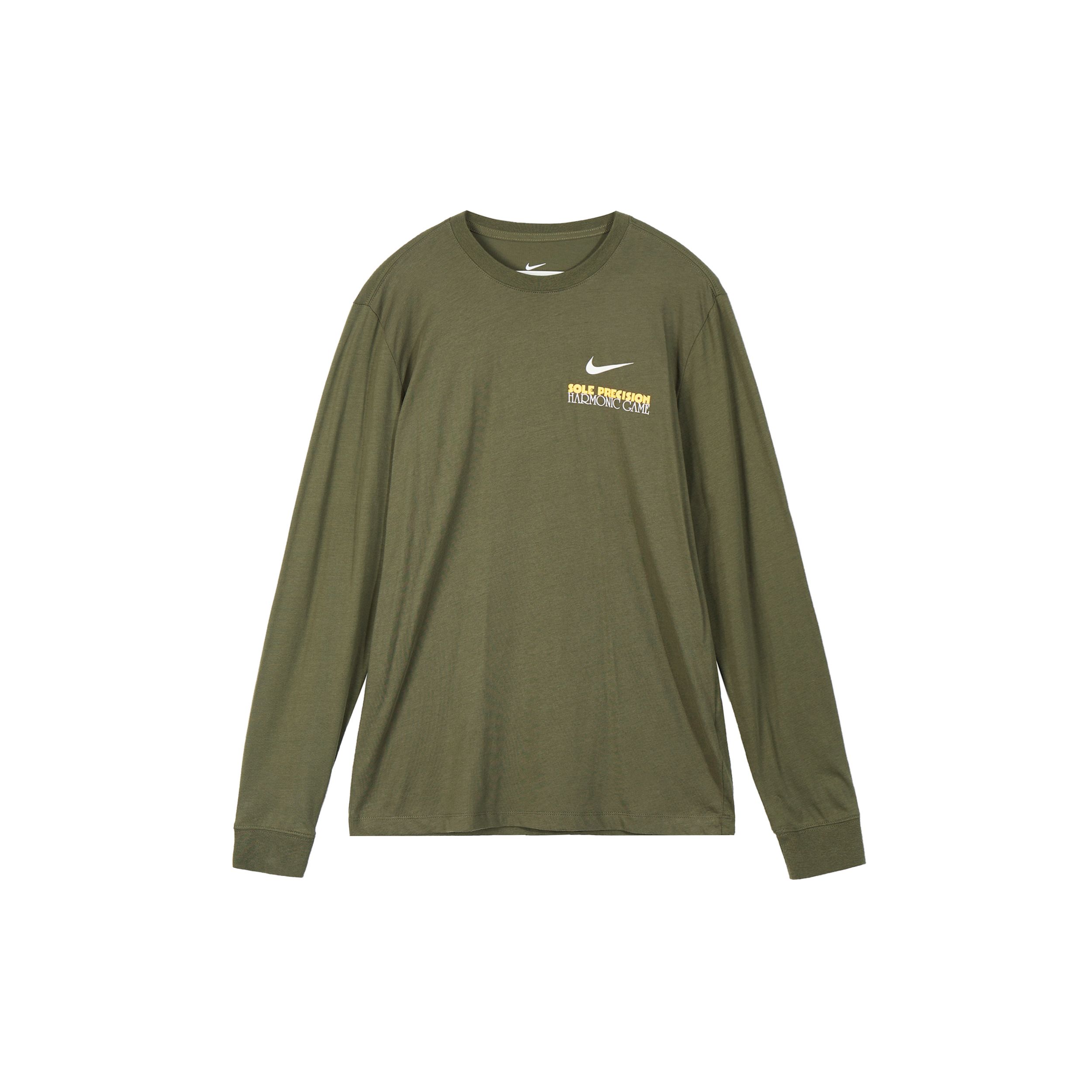 Nike Alphabet Logo Print Crew Neck Casual Long Sleeve T-Shirt Men Tops Khaki-Green FQ4919-325 XL