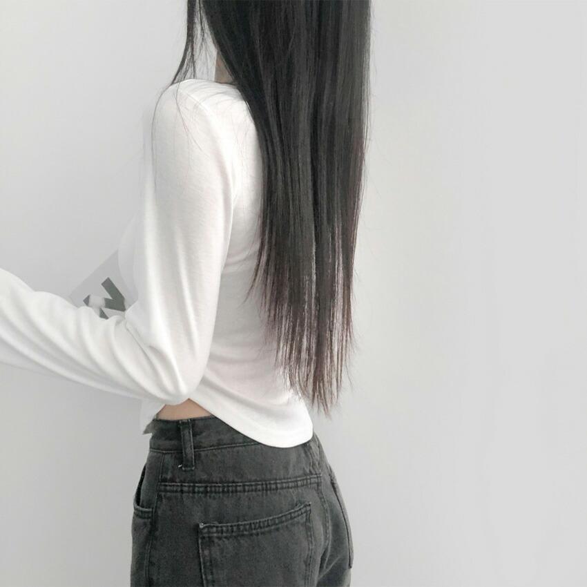 tops Women's Korean Fashion Tops Cut and Sew Long Sleeve Cropped Short Length Slim Stretch Plain Solid Color Affordable Simple Feminine Casual Autumn