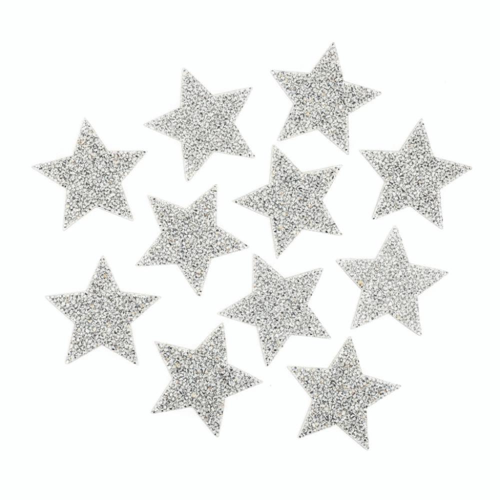 10pcs AB Color Rhinestone Star Applique Five-Pointed Star 8cm Size Iron On Clothes Patch Star Applique Patch Clothing Repair серебряный