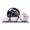 Cherry Blossom Powder Suet Jade Painted Gold, a Pot of Two Cups of Jade Rabbit Travel Tea Set, High-end Business Mid-Autumn Festival Gift