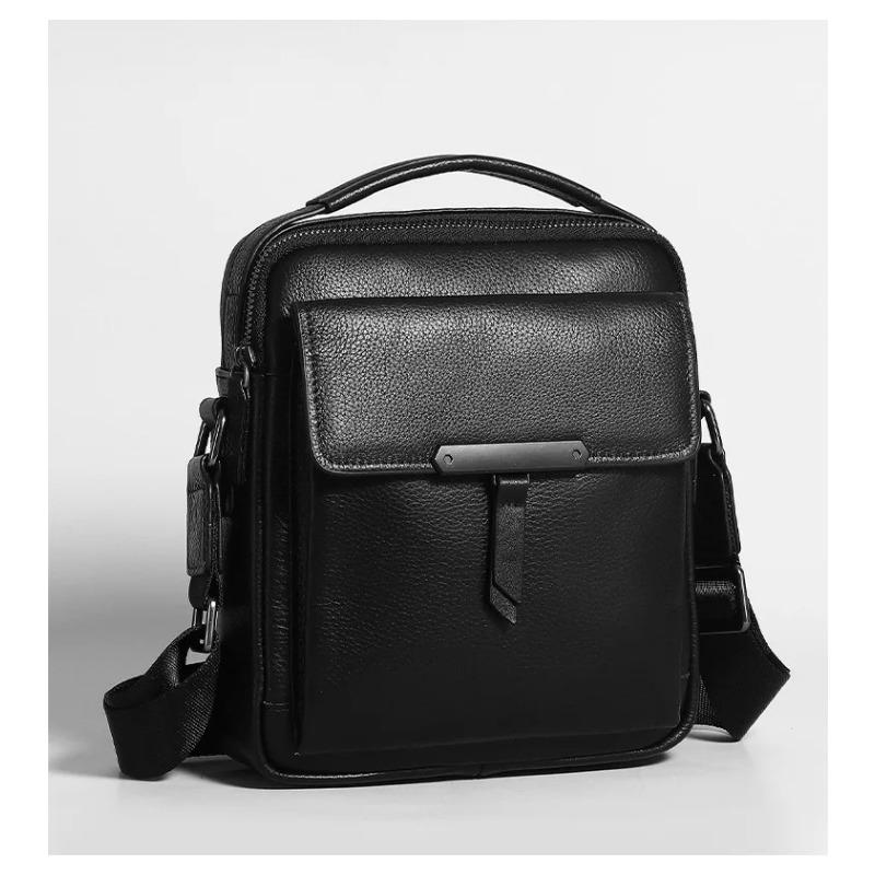 

Fashion Designer Men s Genuine Leather Shoulder Bag Luxury Real Leather Crossbody Messenger Travel Bag Casual Daily Use чорний