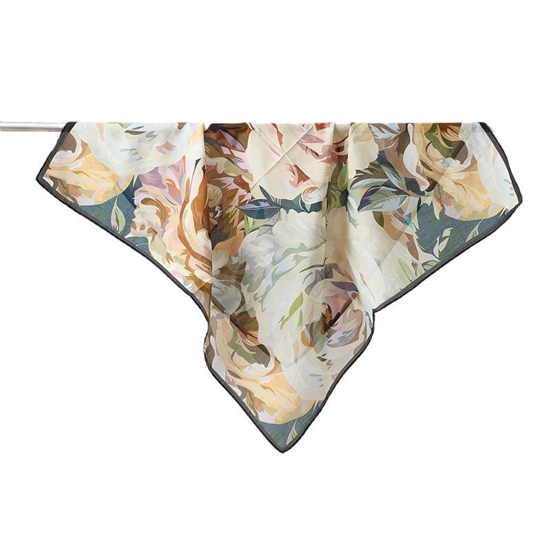 New decorative scarf temperament shawl premium texture silk cotton square scarf rose story women's silk scarf
