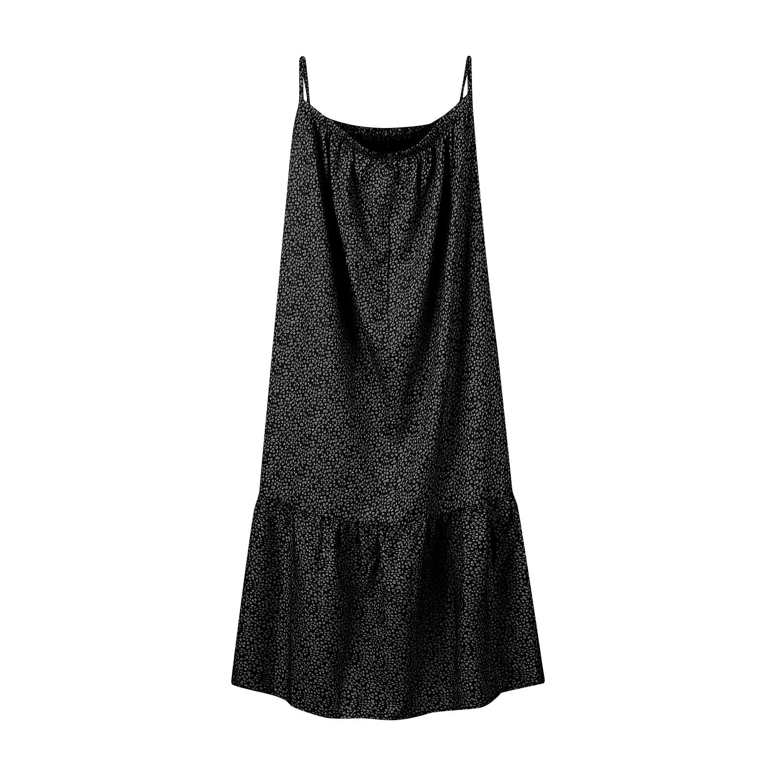 Женская мода повседневное однотонное платье на бретельках с круглым вырезом и принтом — фото 5