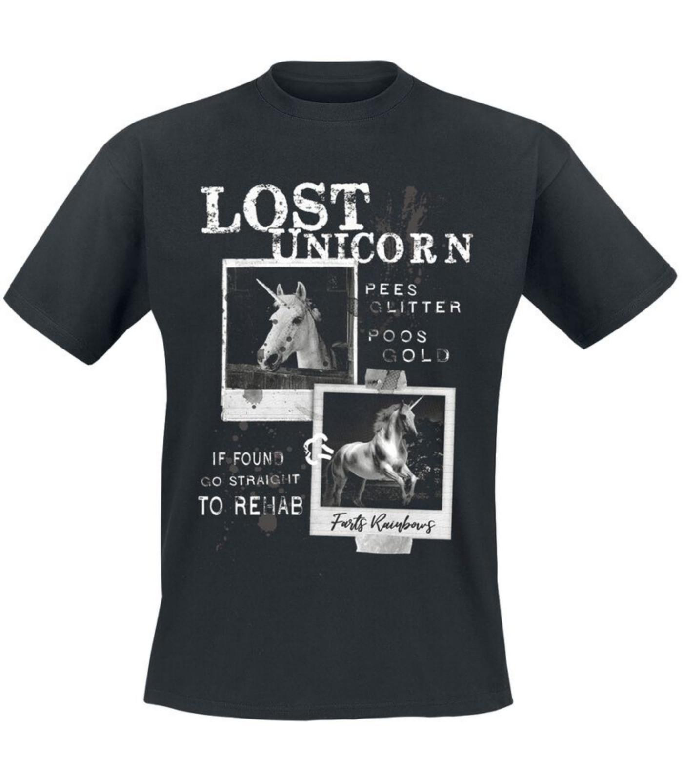 

Lost Unicorn T-Shirt Mens Womens Tees Top black by Slogans Short Sleeve Round Neck 100% Cotton M
