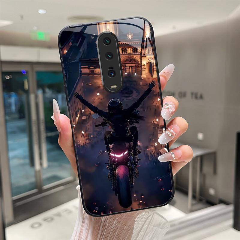 Cute Cartoon Cats Flower Case For Xiaomi Mi 9T Redmi K20 Pro Poco F2 Tempered Glass Phone Case Protective Back Cover Hard Shell