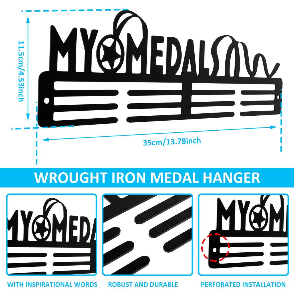 Medal Display Hanger Wall Mounted Medal Display Holder with Inspirational Words Memorial Medal Rack for Living Room Decor