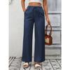 Independent Station Women's Solid Color Loose High Waist Wide Leg Cotton and Linen Trousers for Women
