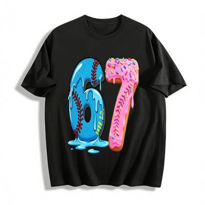 Baseball No.6 & Frosted Cookie No.7 Graphic Casual T-Shirt Pure Cotton T-shirt