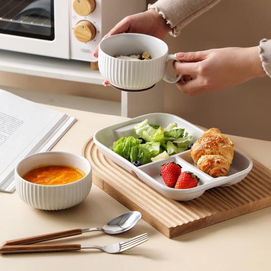 Ceramic Milk Handle Cup with Safe Bouillon Cup Cream Aesthetic Breakfast Bowls Microwave