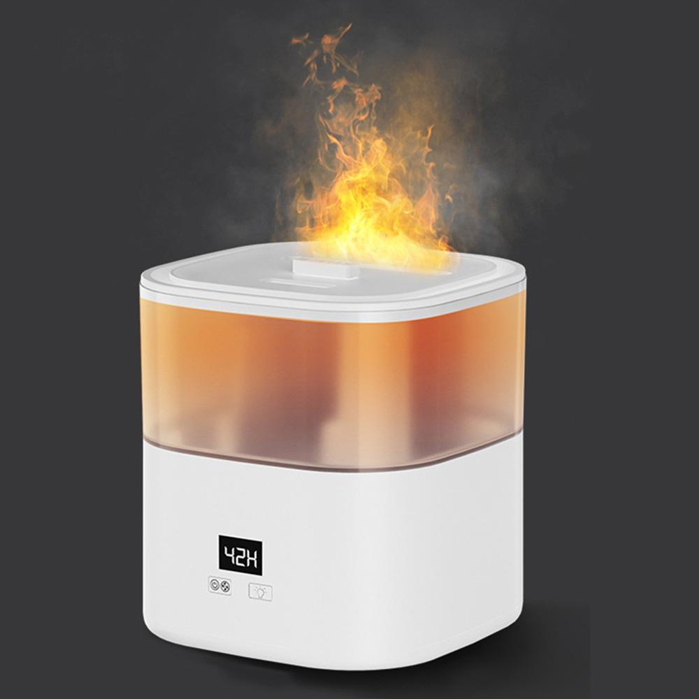 Digital Display Simulation Flame Humidifier Large Capacity Home Mist Diffuser, EU Plug