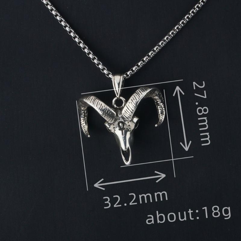Vintage Goat Head Zodiac Sheep Pendant Necklace For Men Fashion Clavicle Chain