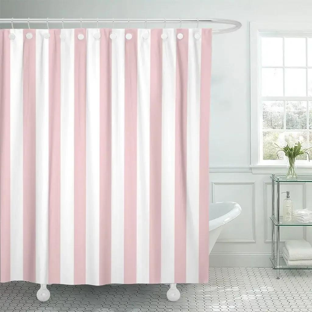 Striped Shower Curtain, Colorful White Modern Fashion Minimalist Polyester Printed Fabric Bathroom Decorative Accessories