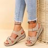 Südostasien Große Größe Klettverschluss Plateau Sandalen Damen Außenhandel Hohl Keilabsatz Stitch Strand Cool Pantoletten wish