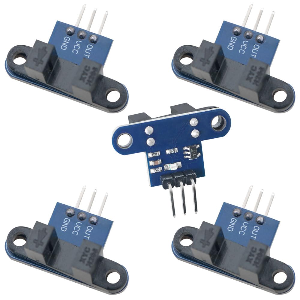 5PCS IR Sensor Module with Indicator Light Intelligent Trolley Speed Sensor Module Optical Interrupt Sensor Motor Speed Detection for Trolley