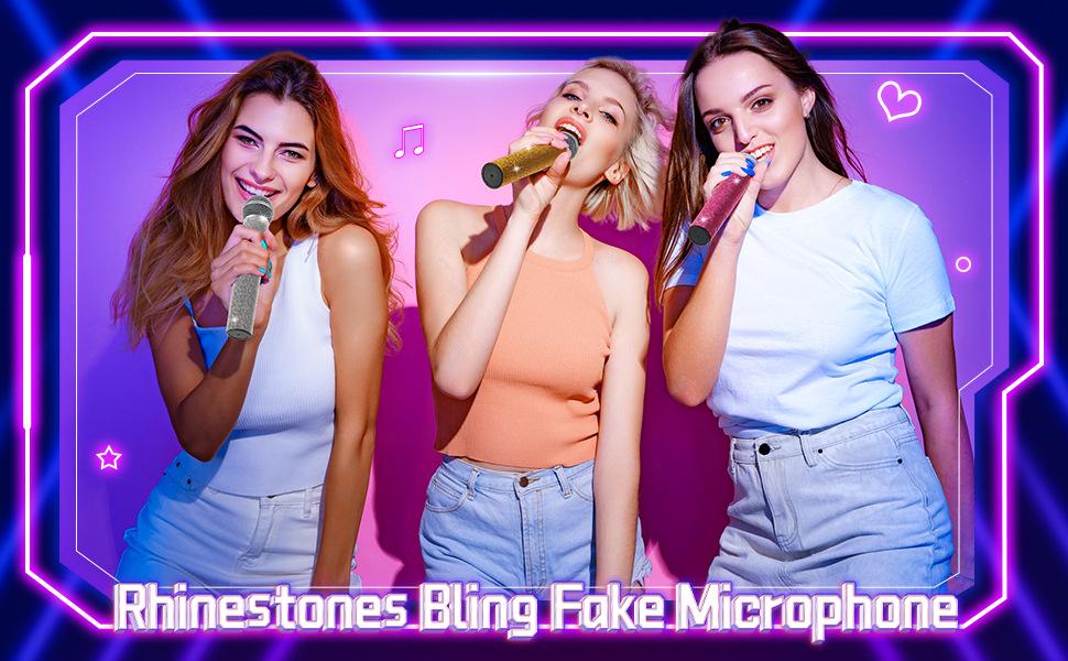 Rhinestone Diamond Microphone Cover for Children's Performance (Prop Only, Mic Not Included)