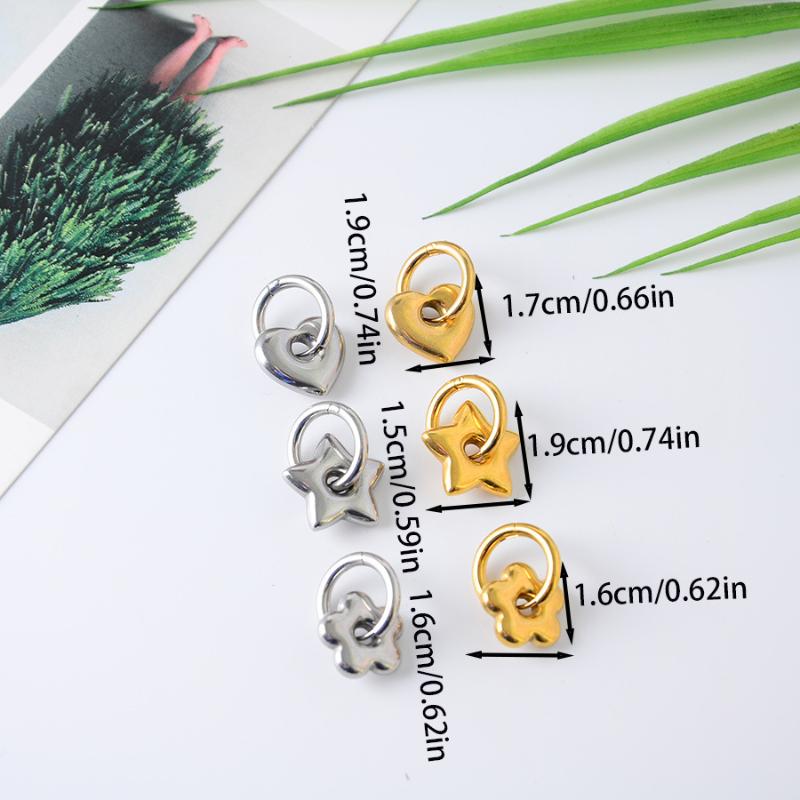 Punk Hängeohrringe Einzigartig Abnehmbar Edelstahl Dicke Stern Herz Creolen Für Damen Herren Statement Schmuck